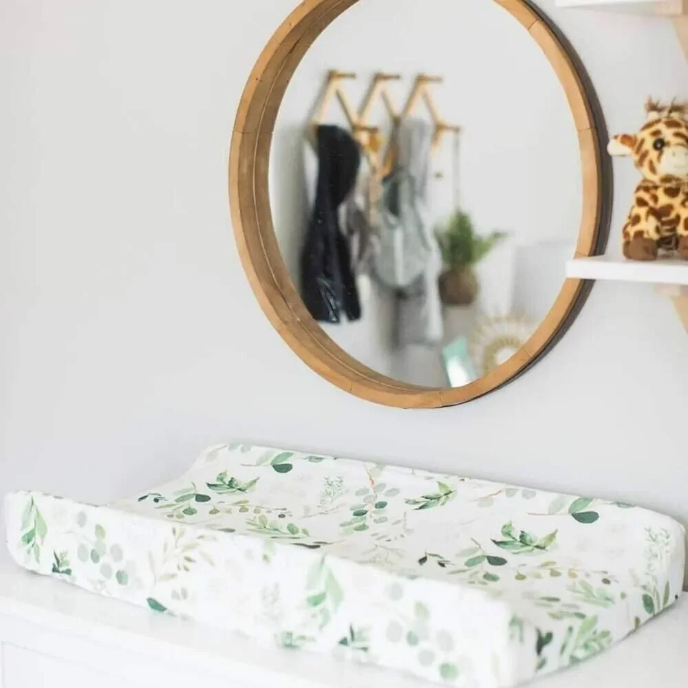 Baby Girl Nursery Diaper Changing Pad Cover Watercolor Floral Greenery Boho